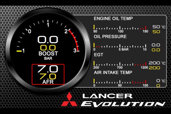 Mitsubishi Lancer Evolution Multi Function Gauge Display for Double DIN with HDMI