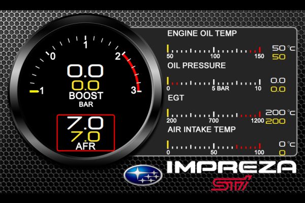 Subaru Impreza STI Multi Function Gauge Display for Double DIN with HDMI